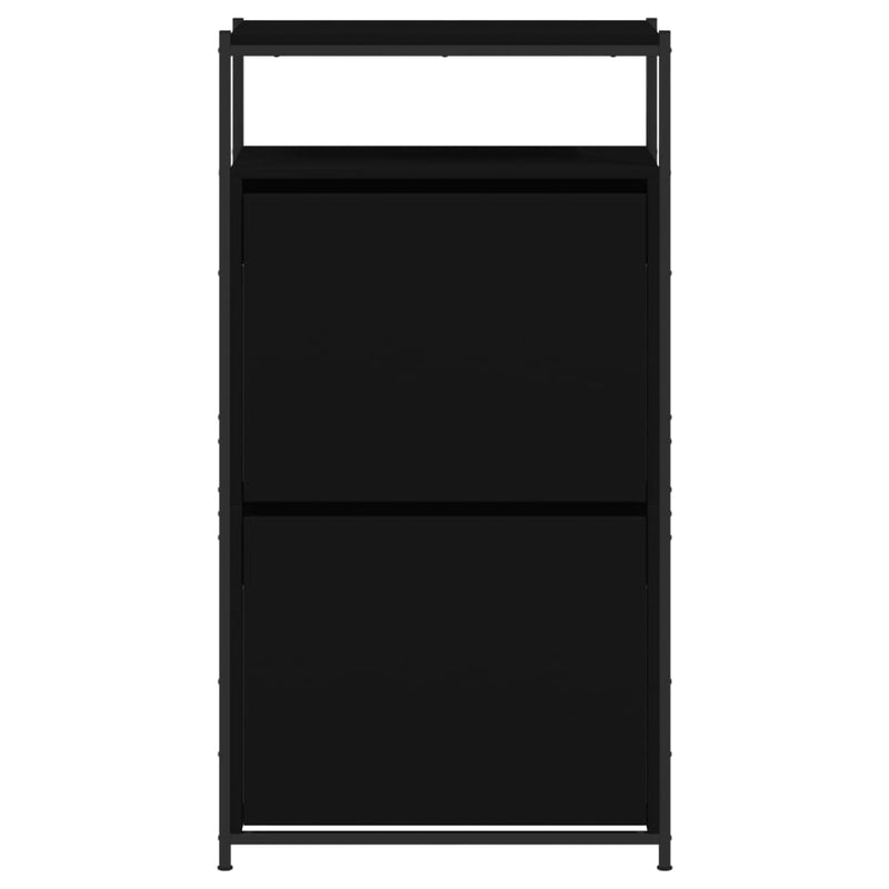 vidaXL fekete szerelt fa cipőszekrény 60x34x112 cm