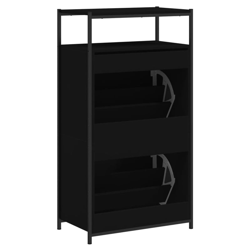 vidaXL fekete szerelt fa cipőszekrény 60x34x112 cm