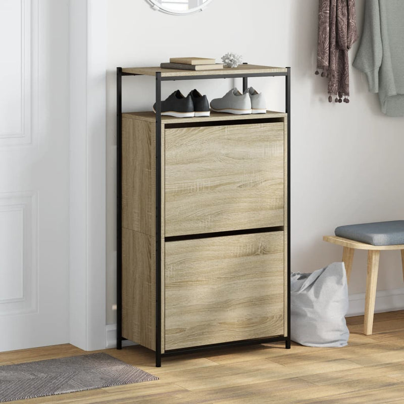 vidaXL sonoma tölgy színű szerelt fa cipőszekrény 60x34x112 cm