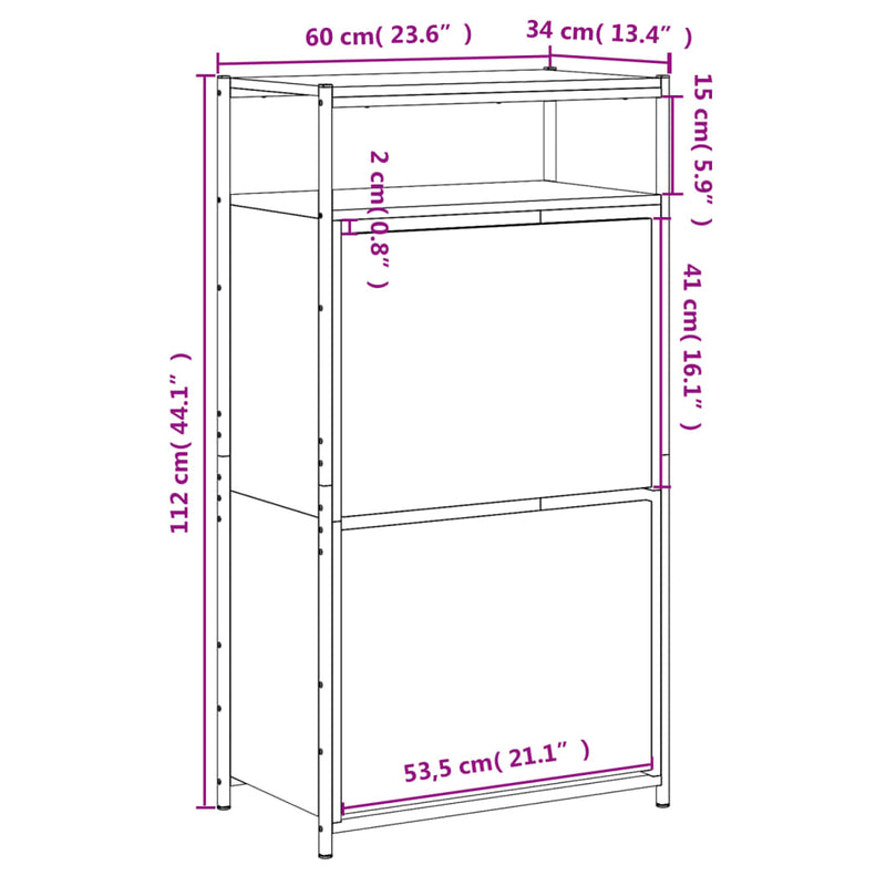 vidaXL sonoma tölgy színű szerelt fa cipőszekrény 60x34x112 cm