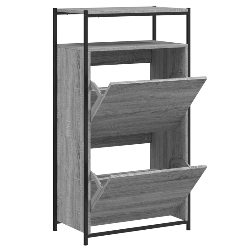 vidaXL szürke sonoma színű szerelt fa cipőszekrény 60x34x112 cm
