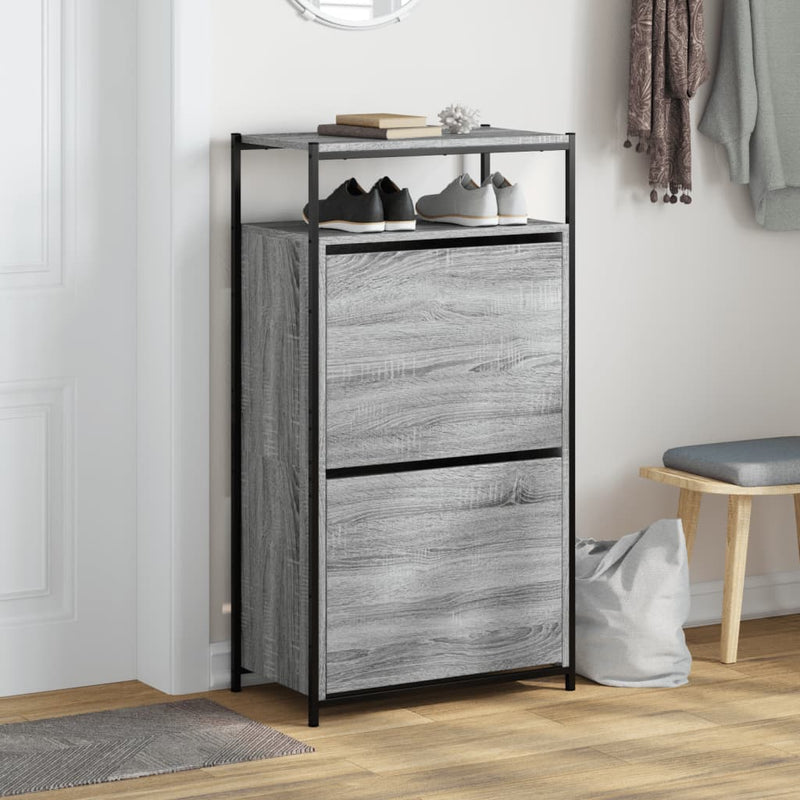 vidaXL szürke sonoma színű szerelt fa cipőszekrény 60x34x112 cm
