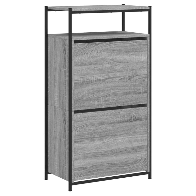 vidaXL szürke sonoma színű szerelt fa cipőszekrény 60x34x112 cm