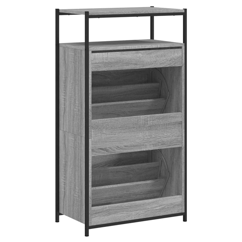 vidaXL szürke sonoma színű szerelt fa cipőszekrény 60x34x112 cm