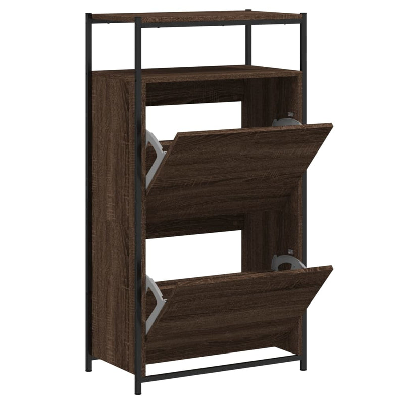 vidaXL barna tölgyszínű szerelt fa cipősszekrény 60x34x112 cm