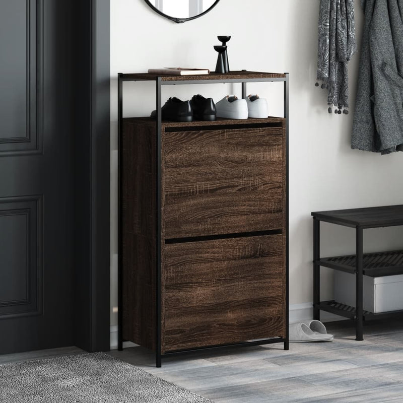 vidaXL barna tölgyszínű szerelt fa cipősszekrény 60x34x112 cm