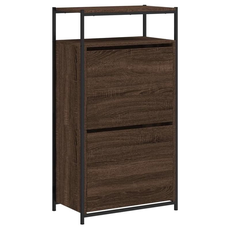vidaXL barna tölgyszínű szerelt fa cipősszekrény 60x34x112 cm