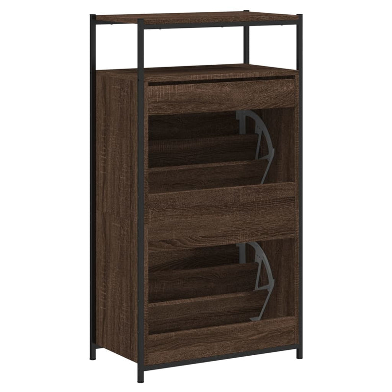 vidaXL barna tölgyszínű szerelt fa cipősszekrény 60x34x112 cm