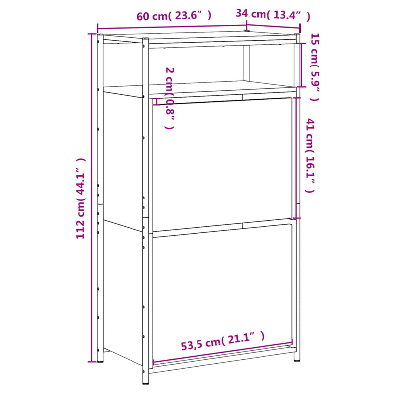 vidaXL barna tölgyszínű szerelt fa cipősszekrény 60x34x112 cm