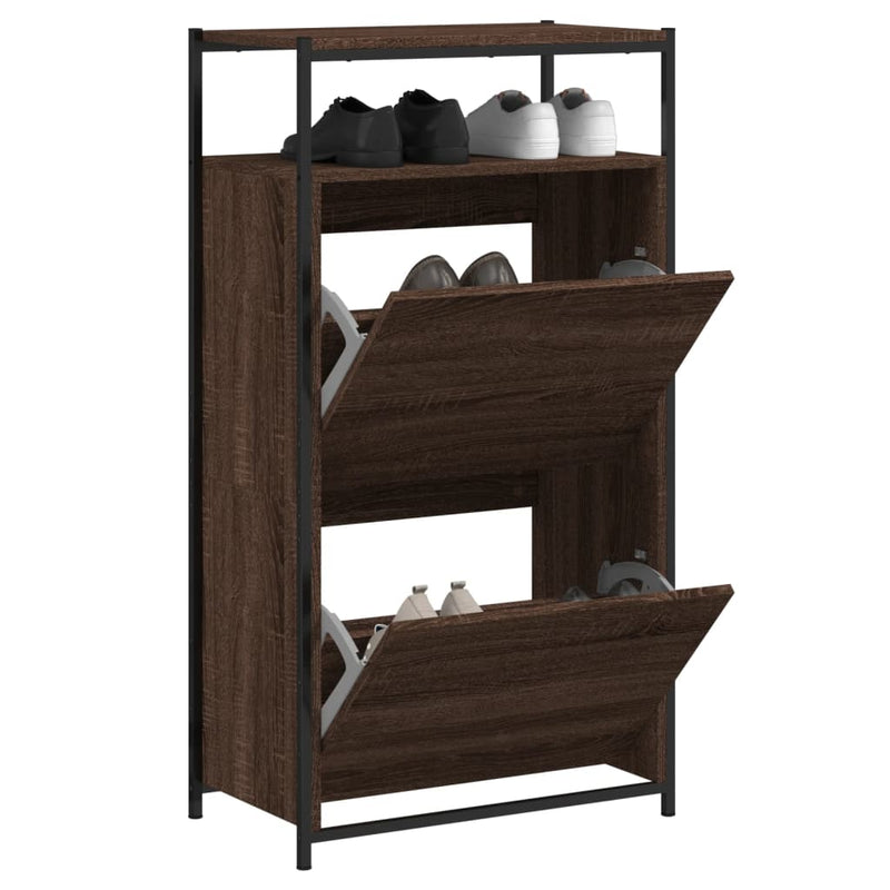 vidaXL barna tölgyszínű szerelt fa cipősszekrény 60x34x112 cm