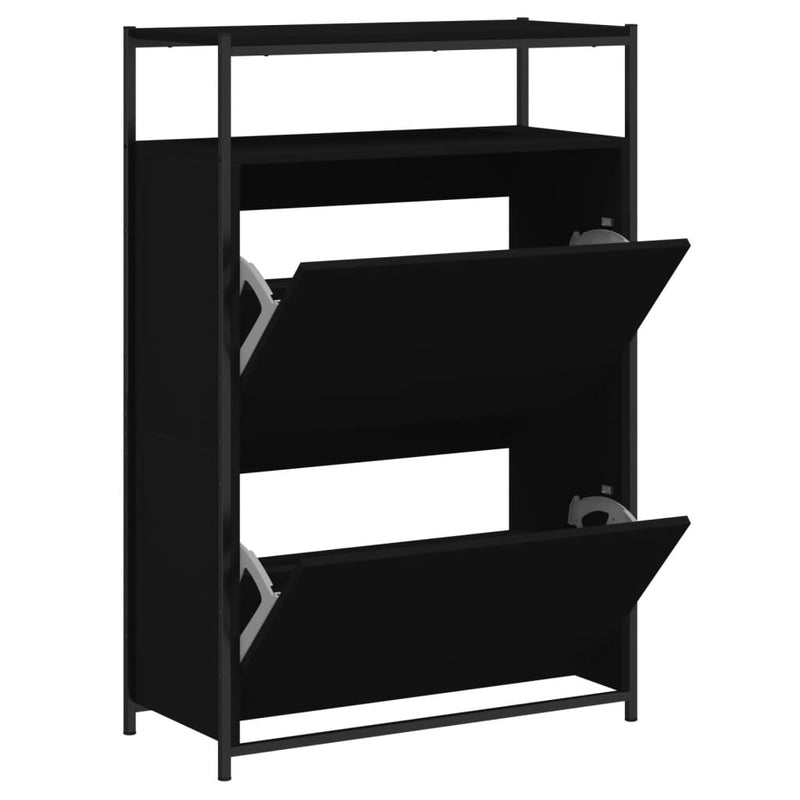 vidaXL fekete szerelt fa cipőszekrény 75x34x112 cm