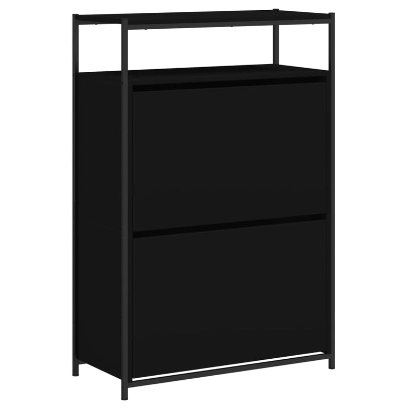 vidaXL fekete szerelt fa cipőszekrény 75x34x112 cm