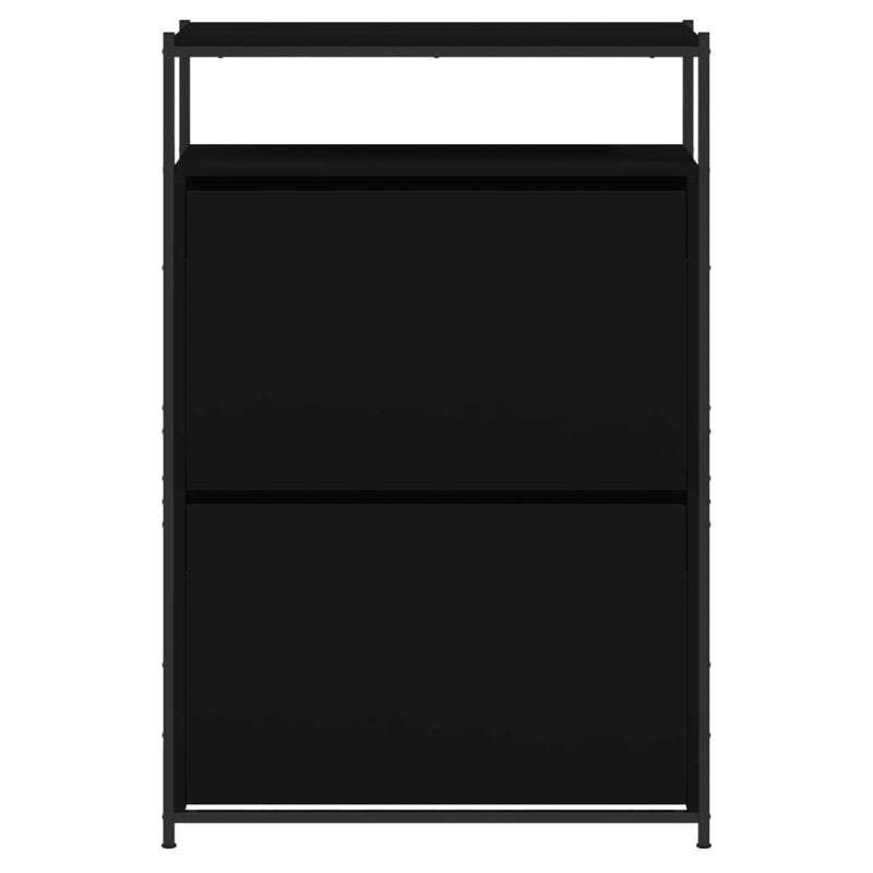 vidaXL fekete szerelt fa cipőszekrény 75x34x112 cm
