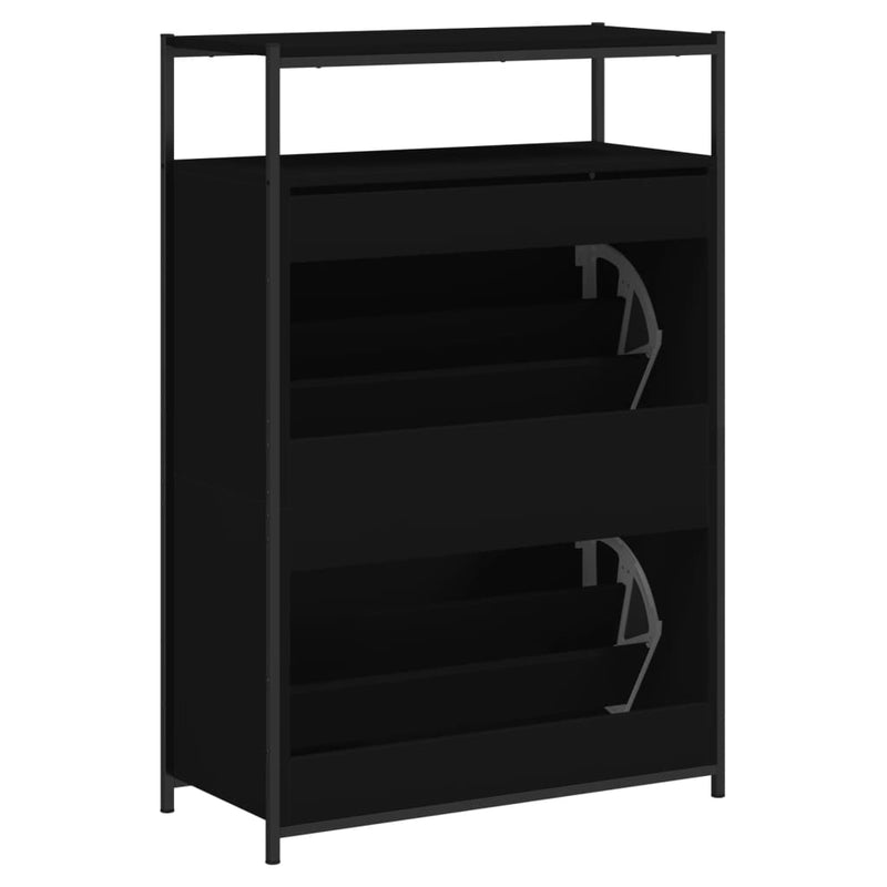 vidaXL fekete szerelt fa cipőszekrény 75x34x112 cm