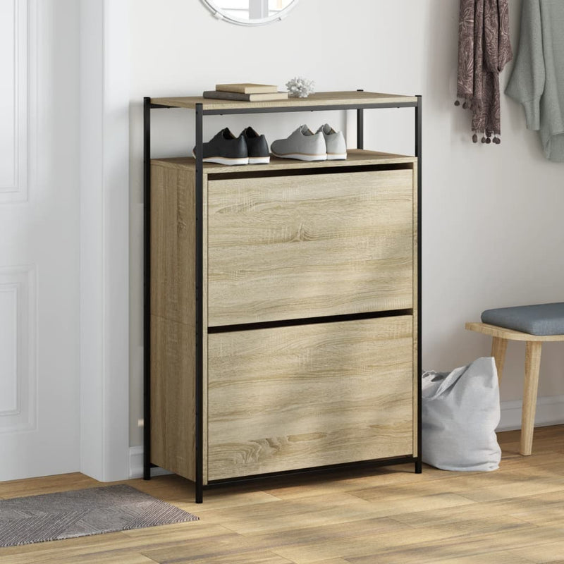 vidaXL sonoma tölgy színű szerelt fa cipőszekrény 75x34x112 cm