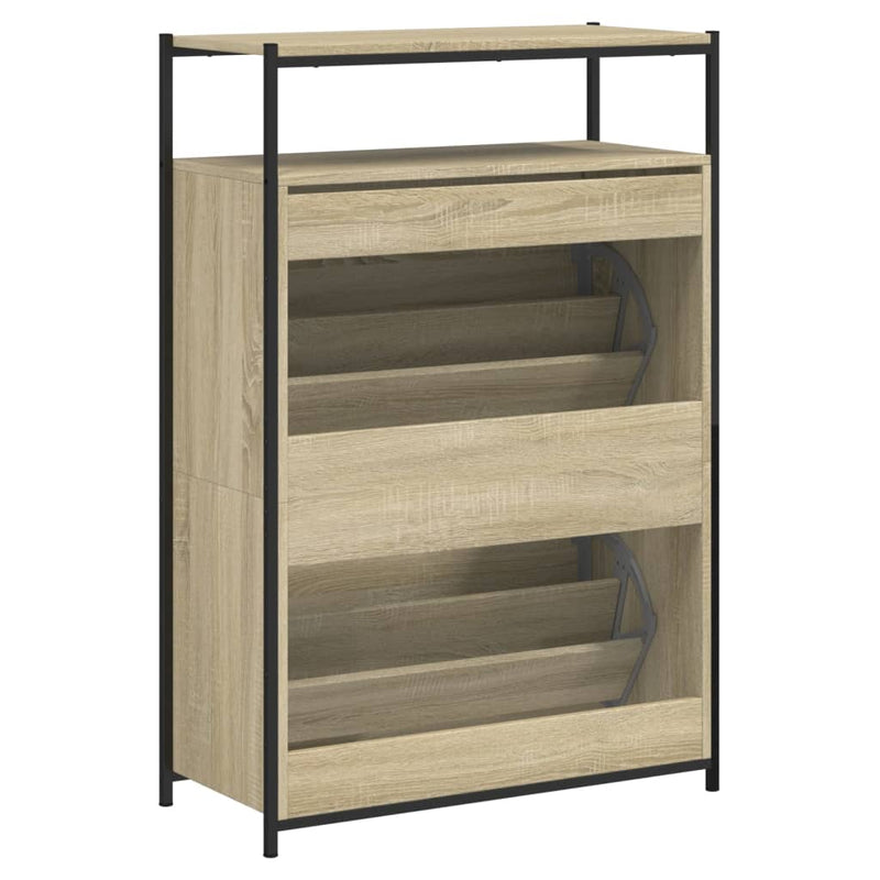 vidaXL sonoma tölgy színű szerelt fa cipőszekrény 75x34x112 cm
