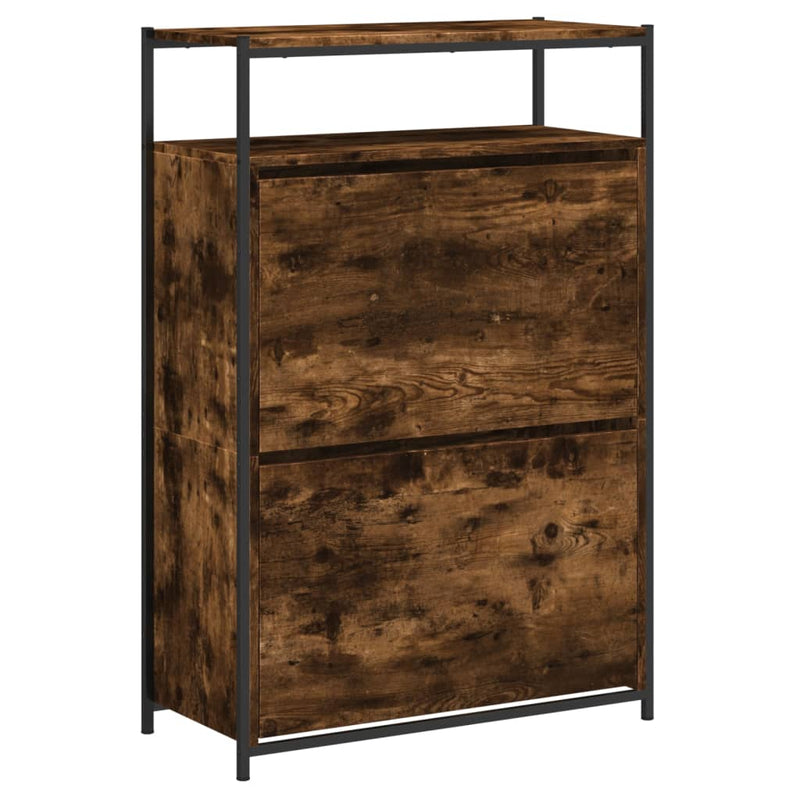 vidaXL füstös tölgy színű szerelt fa cipőszekrény 75x34x112 cm