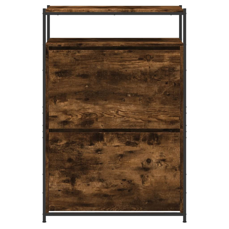 vidaXL füstös tölgy színű szerelt fa cipőszekrény 75x34x112 cm