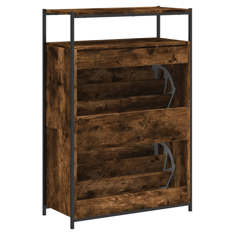 vidaXL füstös tölgy színű szerelt fa cipőszekrény 75x34x112 cm