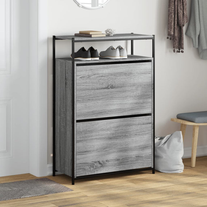 vidaXL szürke sonoma színű szerelt fa cipősszekrény 75x34x112 cm