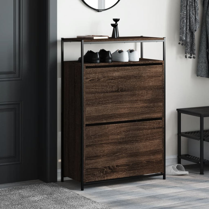 vidaXL barna tölgyszínű szerelt fa cipősszekrény 75 x 34 x 112 cm