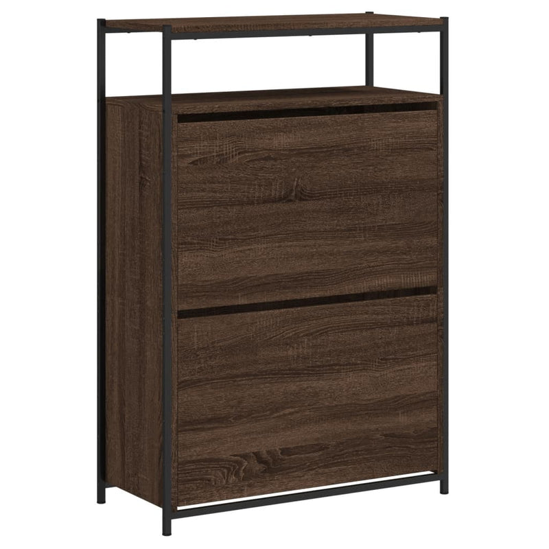 vidaXL barna tölgyszínű szerelt fa cipősszekrény 75 x 34 x 112 cm