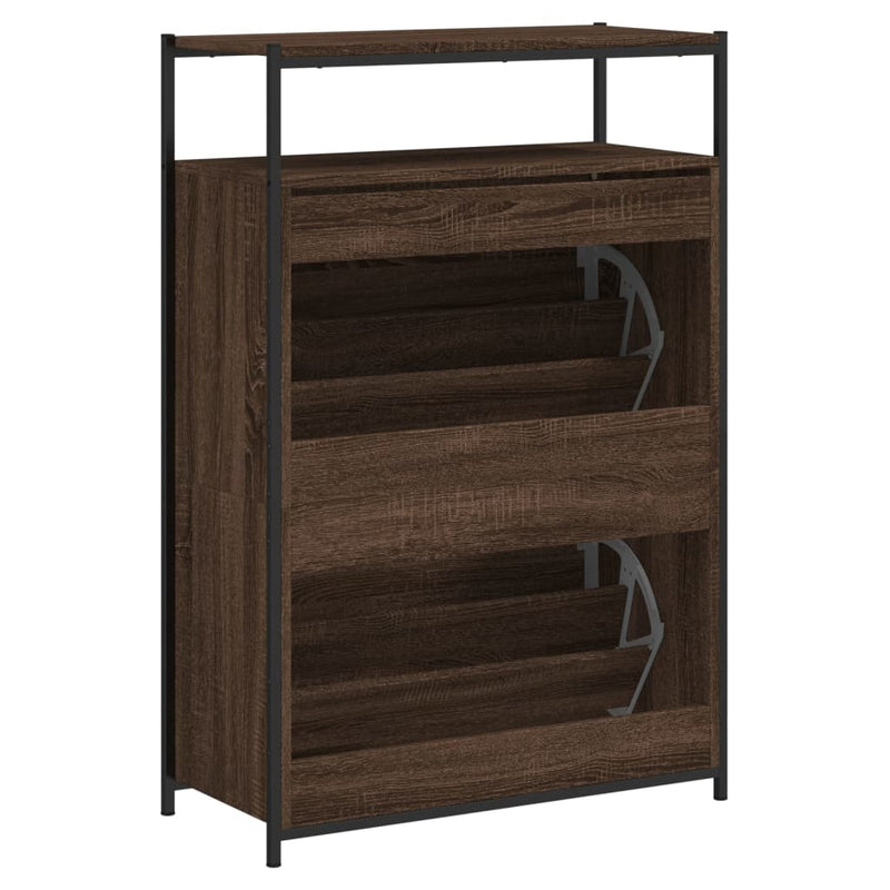 vidaXL barna tölgyszínű szerelt fa cipősszekrény 75 x 34 x 112 cm