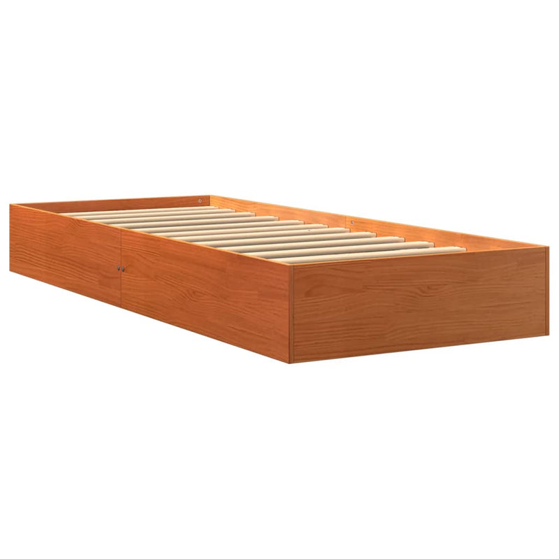 vidaXL viaszbarna tömör fenyőfa ágy matrac nélkül 90 x 190 cm