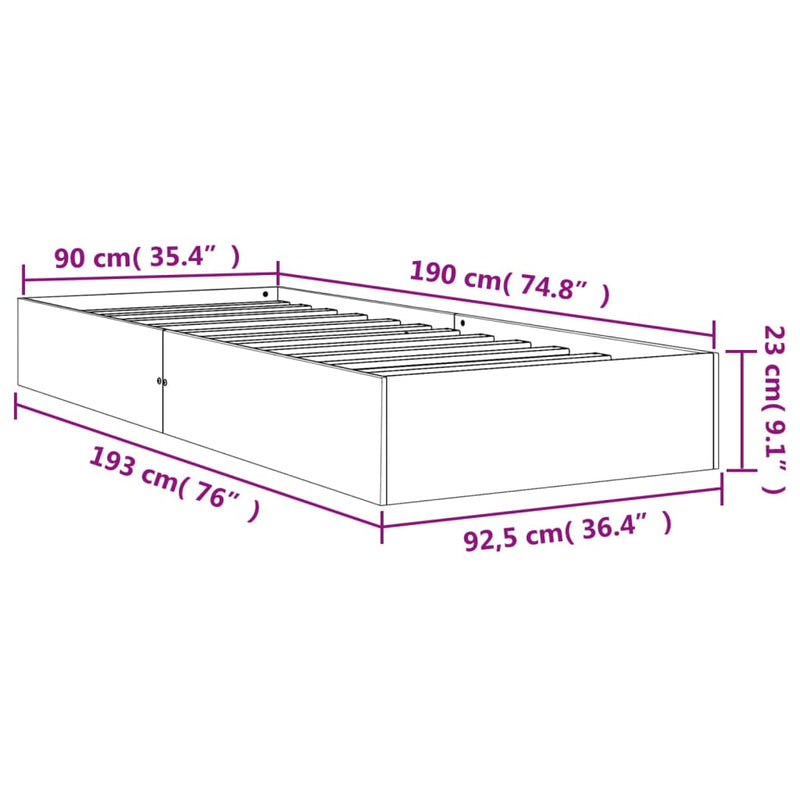 vidaXL viaszbarna tömör fenyőfa ágy matrac nélkül 90 x 190 cm