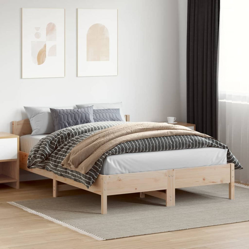 vidaXL tömör fenyőfa ágykeret ágy matrac nélkül 120 x 200 cm