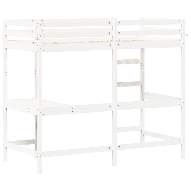 vidaXL fehér tömör fenyőfa galériaágy íróasztallal 90 x 190 cm