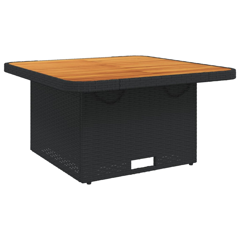 vidaXL fekete polyrattan és akácfa kerti asztal 80 x 80 x 71 cm