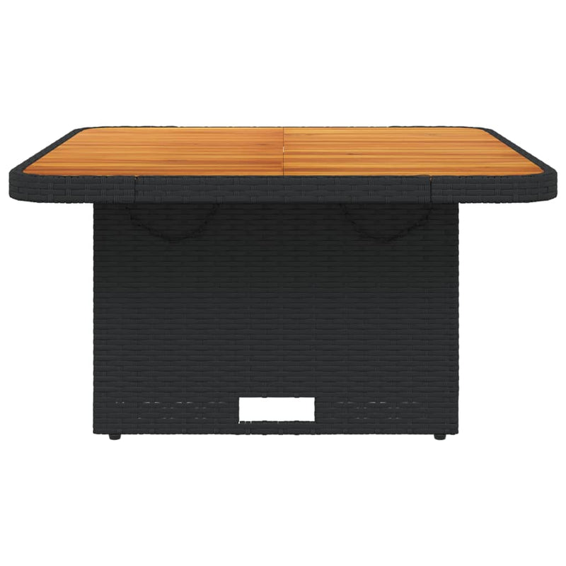 vidaXL fekete polyrattan és akácfa kerti asztal 80 x 80 x 71 cm
