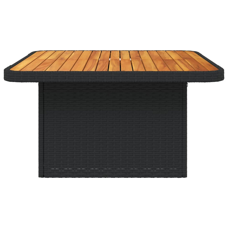 vidaXL fekete polyrattan és akácfa kerti asztal 80 x 80 x 71 cm