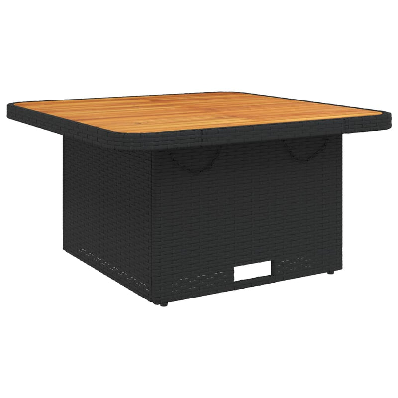 vidaXL fekete polyrattan és akácfa kerti asztal 80 x 80 x 71 cm