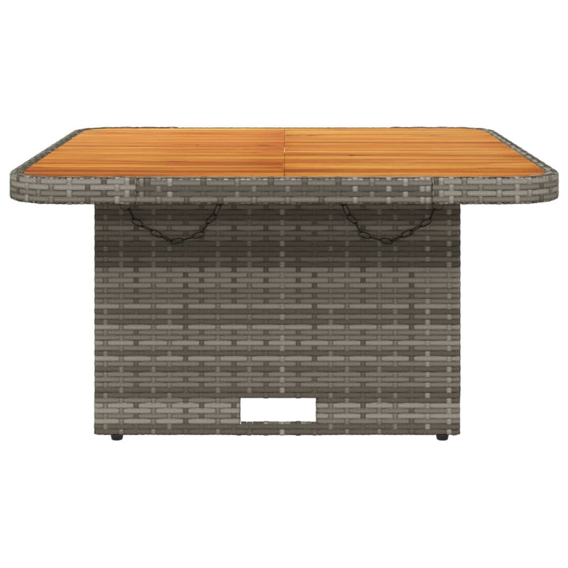 vidaXL szürke polyrattan és akácfa kerti asztal 80 x 80 x 71 cm