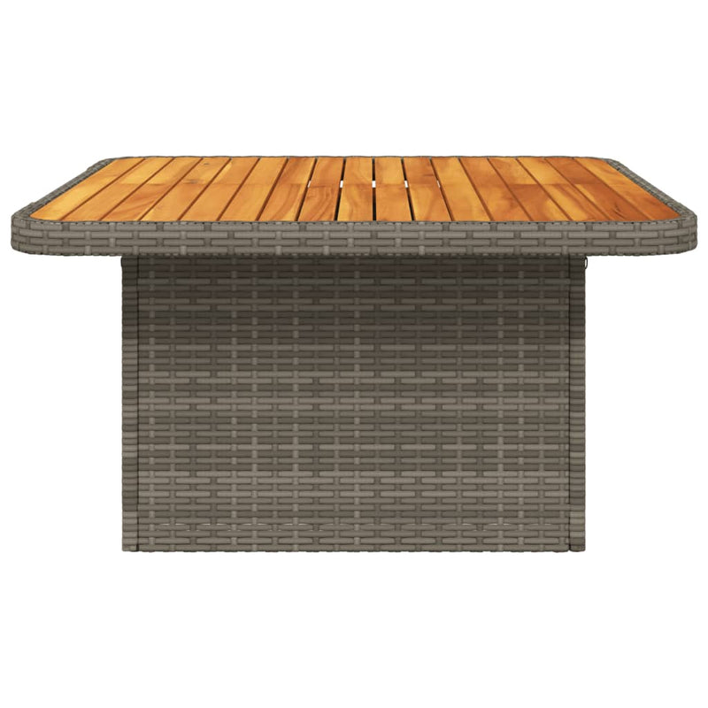 vidaXL szürke polyrattan és akácfa kerti asztal 80 x 80 x 71 cm