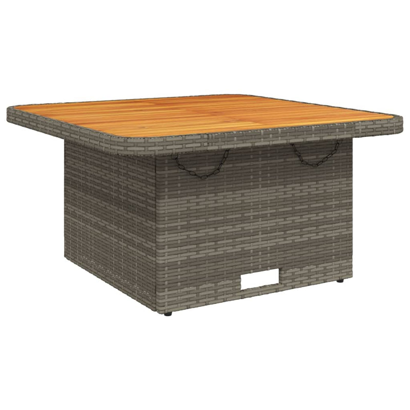 vidaXL szürke polyrattan és akácfa kerti asztal 80 x 80 x 71 cm