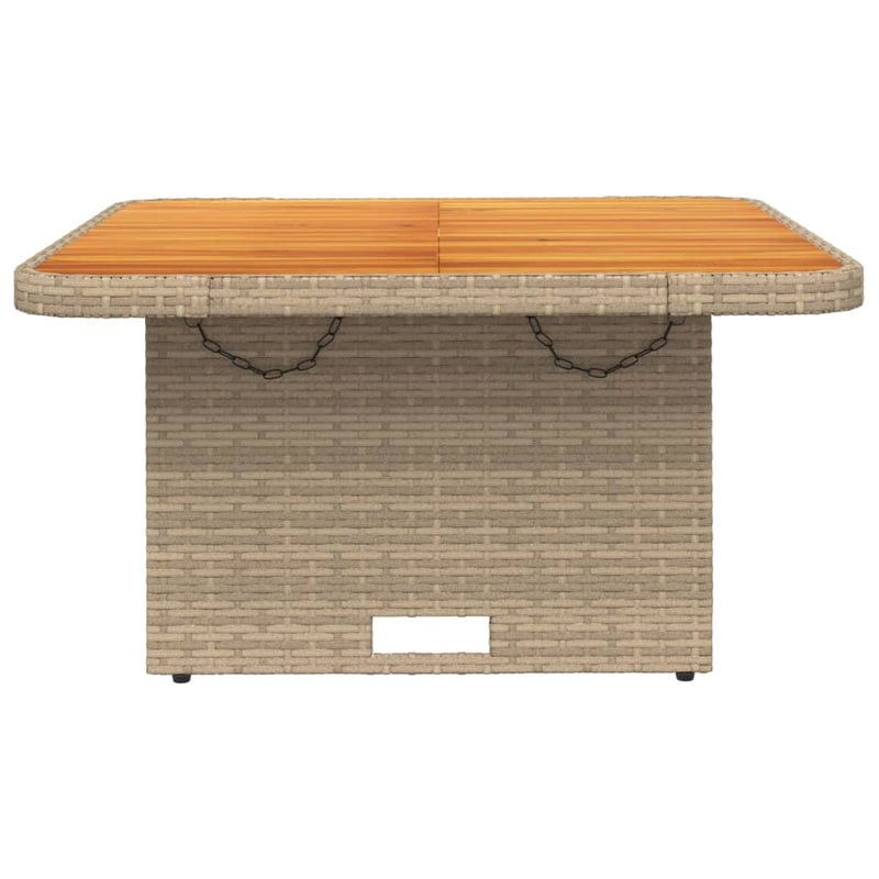vidaXL bézs polyrattan és akácfa kerti asztal 80 x 80 x 71 cm
