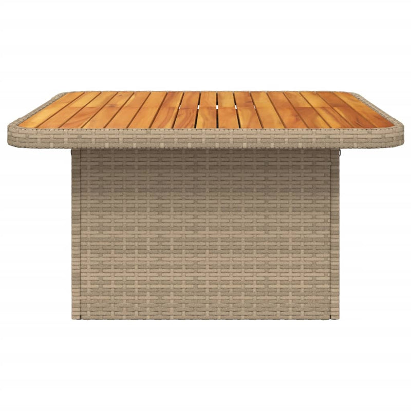 vidaXL bézs polyrattan és akácfa kerti asztal 80 x 80 x 71 cm