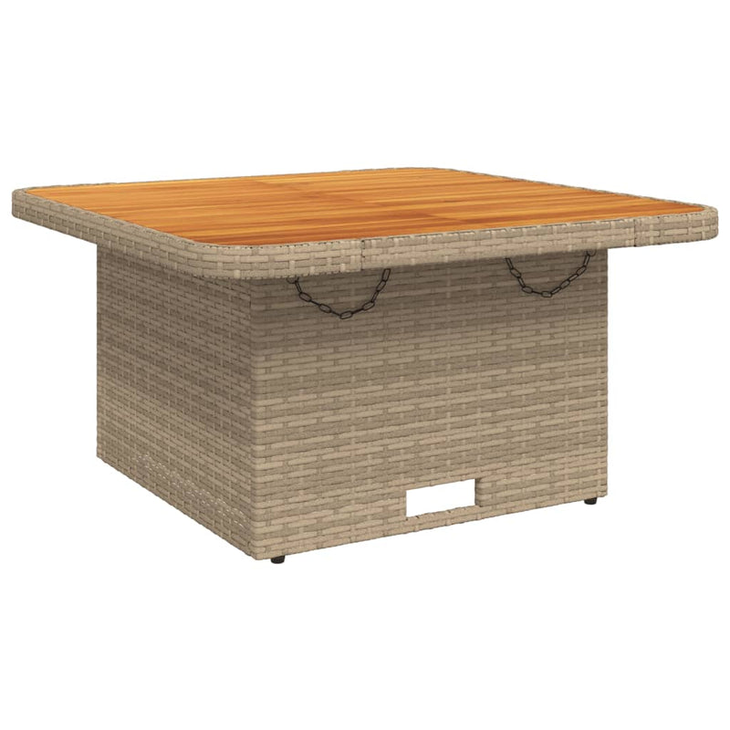 vidaXL bézs polyrattan és akácfa kerti asztal 80 x 80 x 71 cm