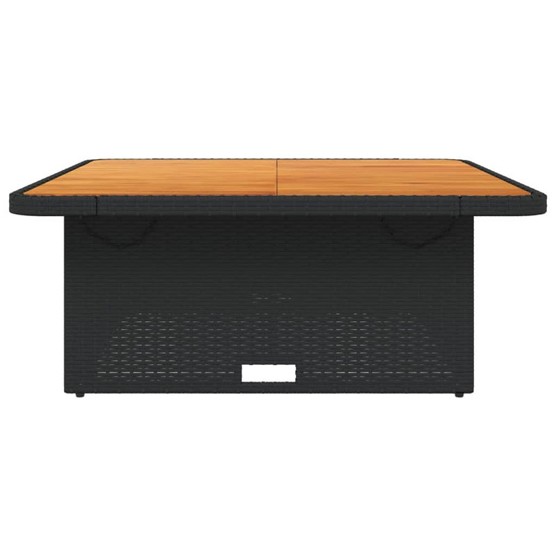 vidaXL fekete polyrattan és akácfa kerti asztal 110 x 110 x 71 cm