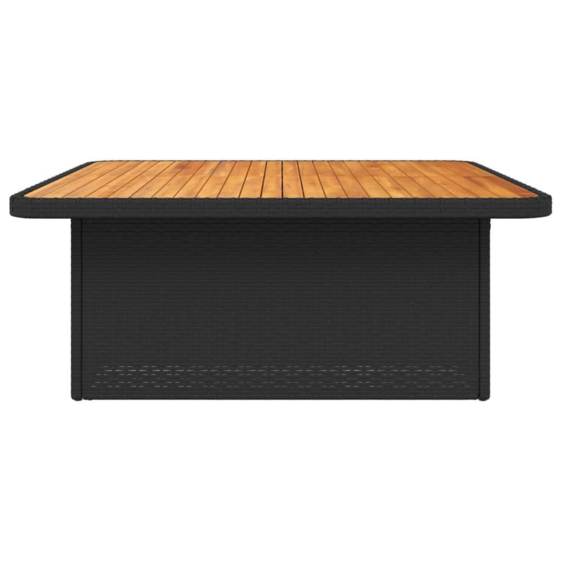 vidaXL fekete polyrattan és akácfa kerti asztal 110 x 110 x 71 cm