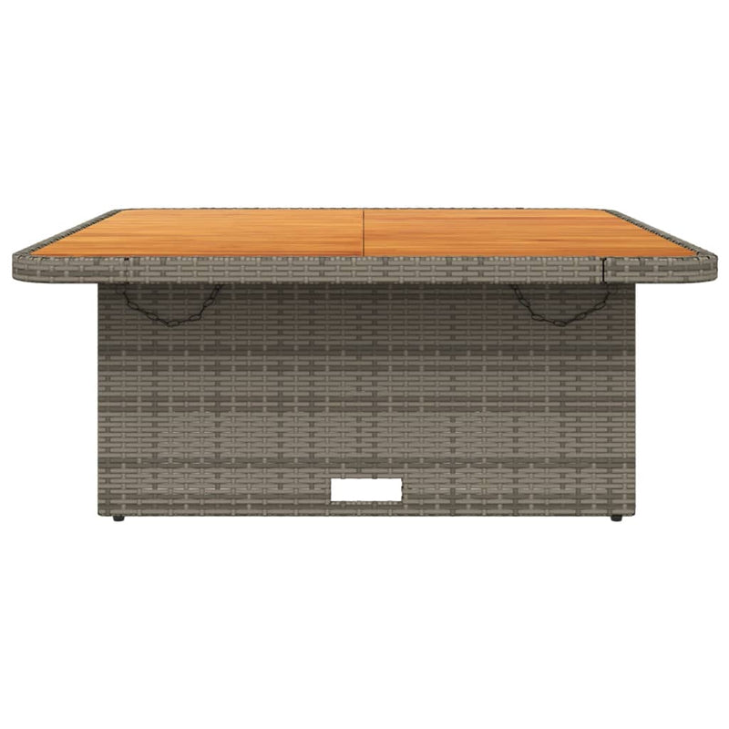 vidaXL szürke polyrattan és akácfa kerti asztal 110 x 110 x 71 cm