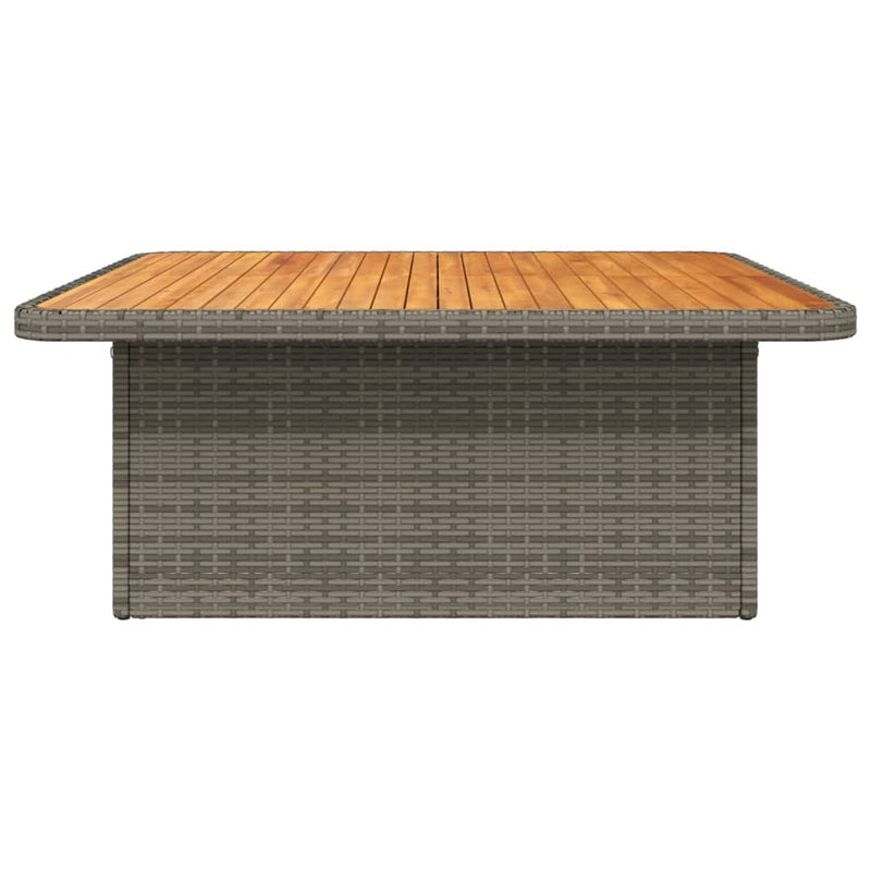 vidaXL szürke polyrattan és akácfa kerti asztal 110 x 110 x 71 cm