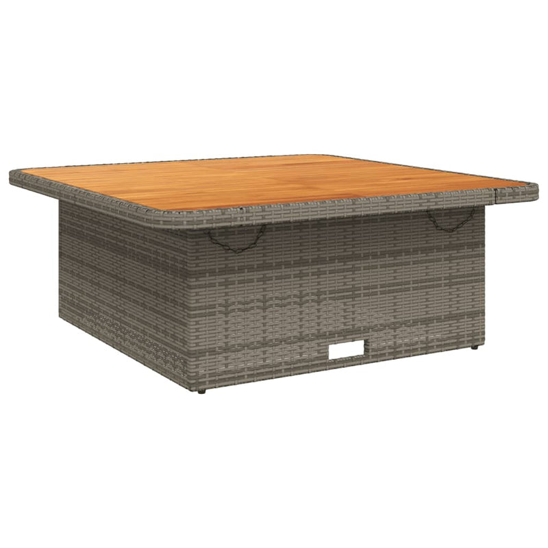 vidaXL szürke polyrattan és akácfa kerti asztal 110 x 110 x 71 cm