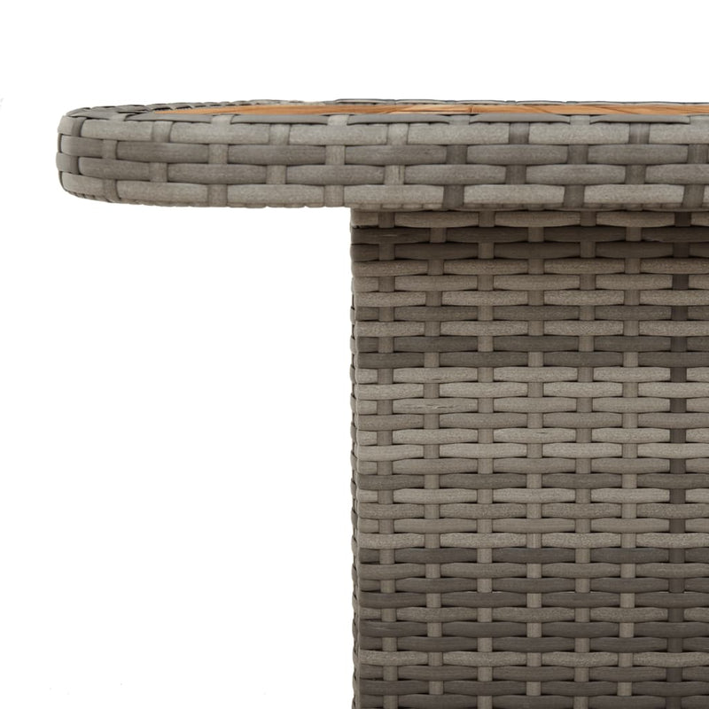 vidaXL szürke polyrattan és akácfa kerti asztal 110 x 110 x 71 cm