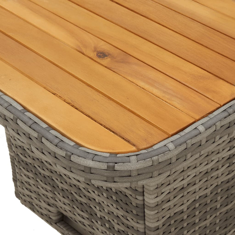 vidaXL szürke polyrattan és akácfa kerti asztal 110 x 110 x 71 cm