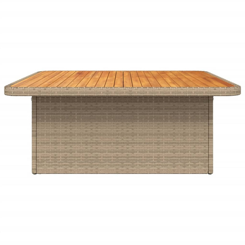 vidaXL bézs polyrattan és akácfa kerti asztal 110 x 110 x 71 cm