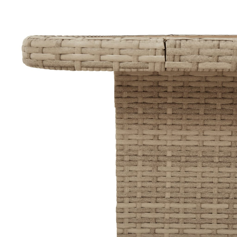 vidaXL bézs polyrattan és akácfa kerti asztal 110 x 110 x 71 cm